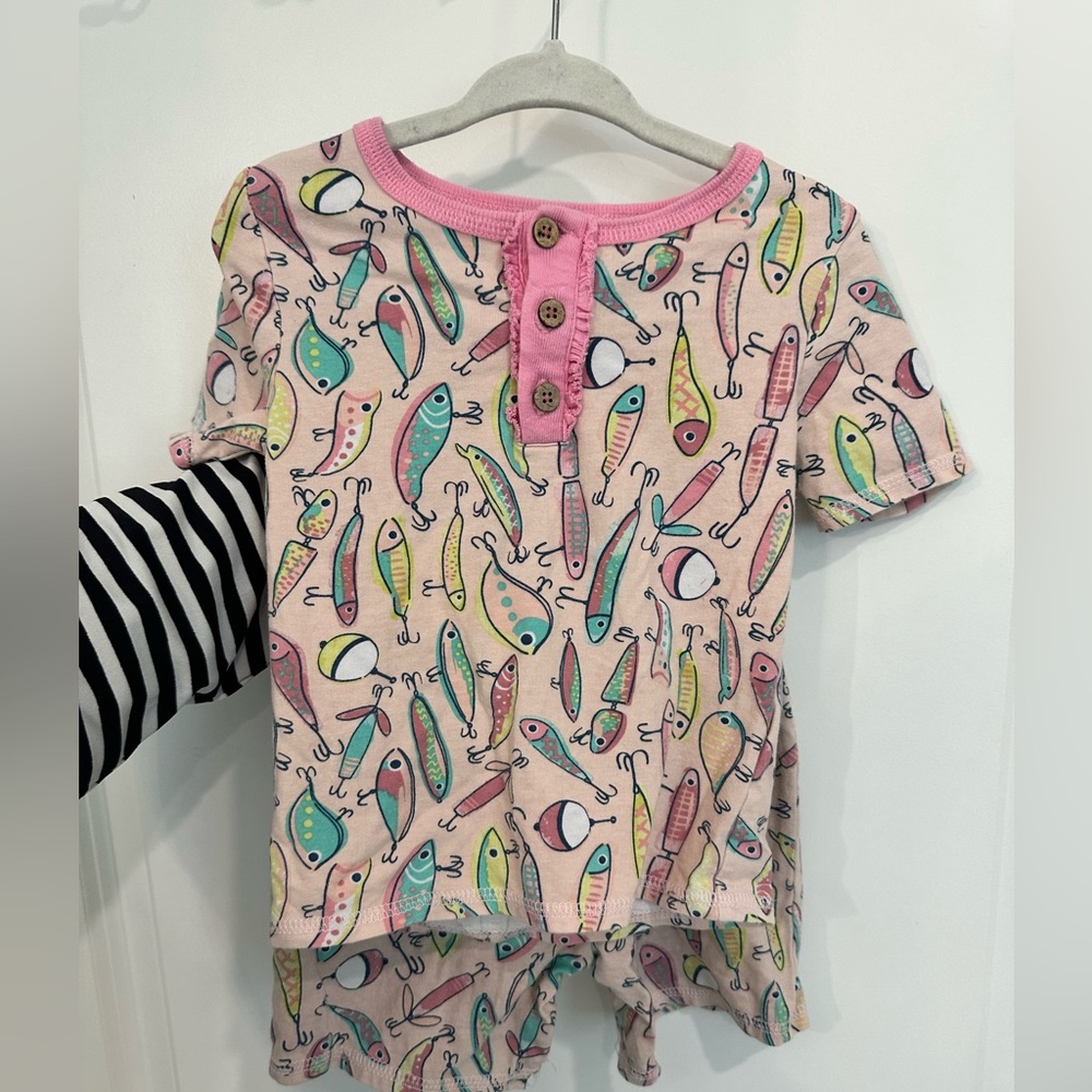 Mud Pie 4T Girls Fishing Lure Short Sleeve Pajama Set